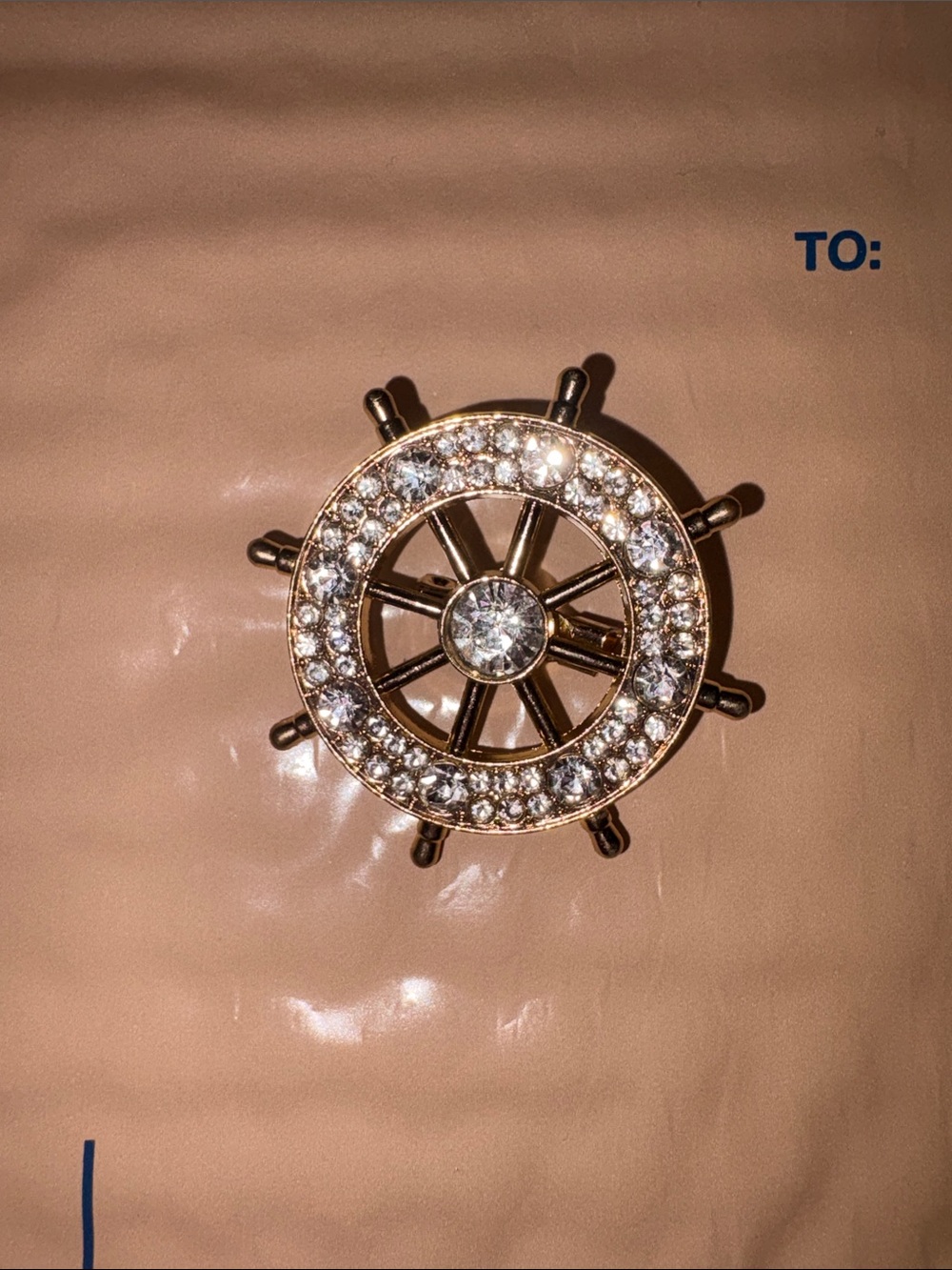 Gold Rhinestone Ship Wheel Hair Clip - Women's Accessory